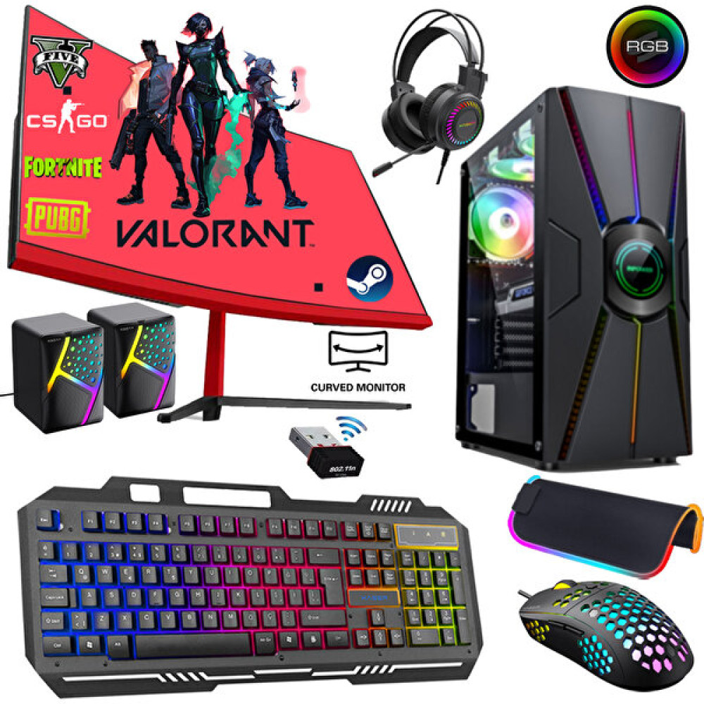 Xaser XSR259 I7 4770 8gb Ram 256GB SSD 4gb RX550 Ekran Kartı 24" Curved Oyun Bilgisayarı Masaüstü Bilgisayar Fiyatı