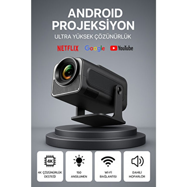XBeam Android Projeksiyon Wifi Özellikli Taşınabilir Akıllı Sinema Projektör - Siyah Projeksiyon Fiyatı