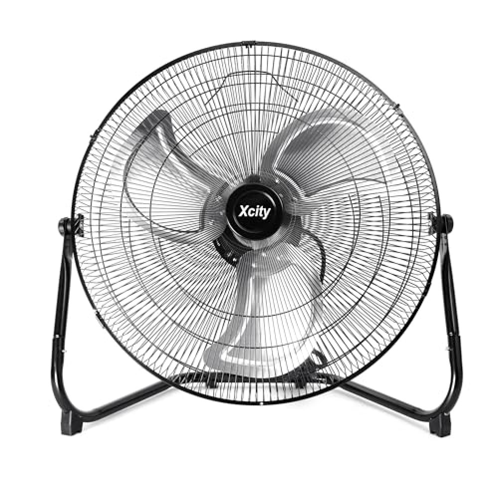 Xcity 20 Inch Industrial Floor Fan, 3-speed High Velocity Heavy-Duty Standing Fan, 180°Adjustable Tilt, Metal Construction and Aluminum Blades for Warehouse, Workshop, Factory, Garage, Black Fans Fiyatı