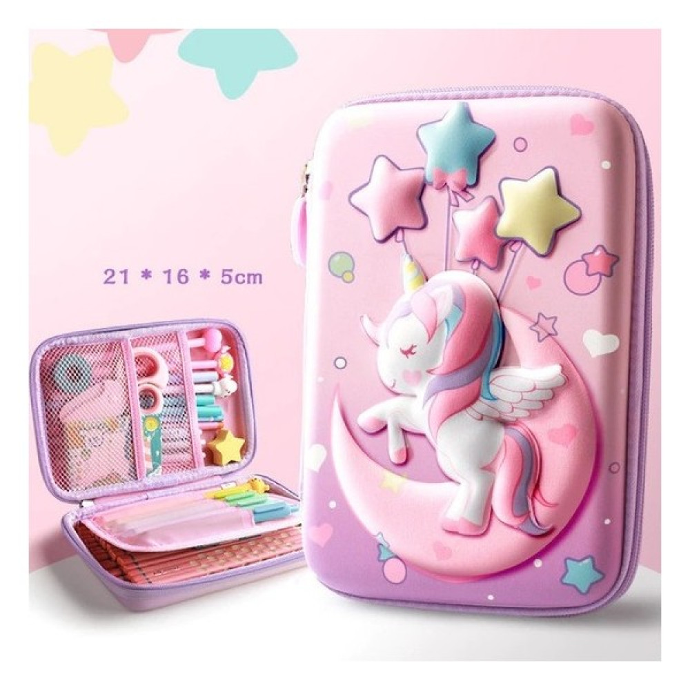 Xcspace 3D Kalem Kutusu - Sevimli Unicorn Karakterli Büyük Boy 21 x 16 x 5 cm (Yurt Dışından) Kalemlik (Kalem Kutusu) Fiyatı