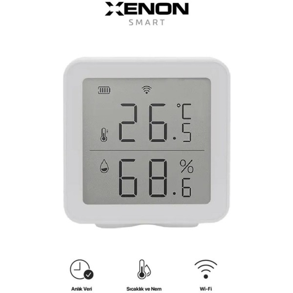 Xenon Smart Akıllı Dijital Termometre Uygulama Denetimli Wi-Fi 2.4 GHz İç Mekan Isı Ölçer ve Nem Ölçer (Higrometre) Termometre & Higrometre Fiyatı