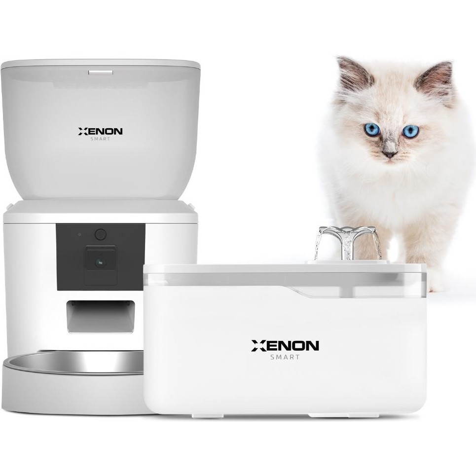 Xenon Smart Akıllı Otomatik Kedi Köpek Kameralı Mama Kabı Beyaz ve Ultra Sessiz Su Şelalesi 2'li Pet Ürünleri Seti Evcil Hayvan Ürünleri Fiyatı