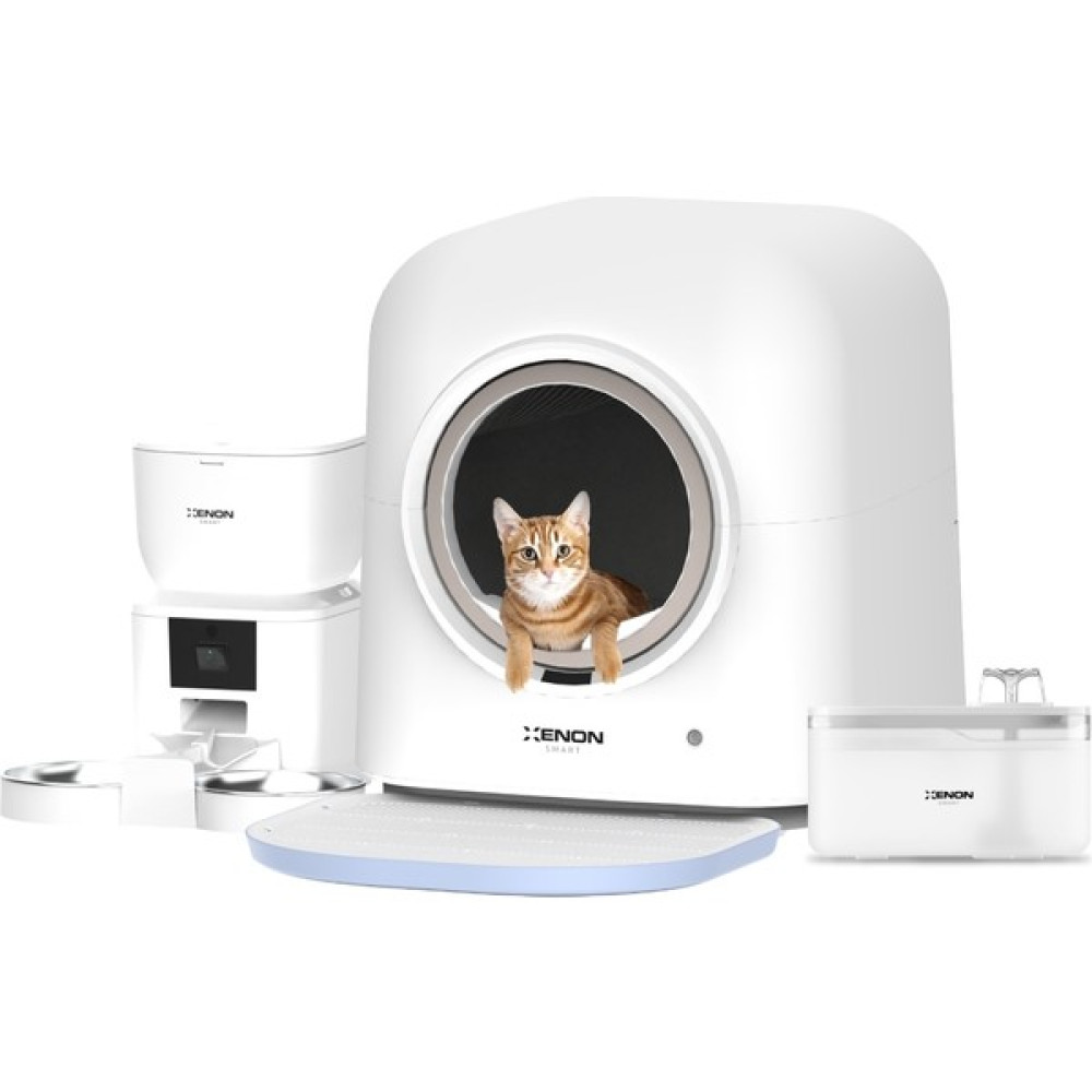 Xenon Smart Akıllı Otomatik Kedi Tuvaleti, Çift Kaseli Kedi Besleme Kabı ve Ultra Sessiz Kedi Su Pınarı 3'lü Pet Ürünleri Seti - Beyaz Evcil Hayvan Ürünleri Fiyatı
