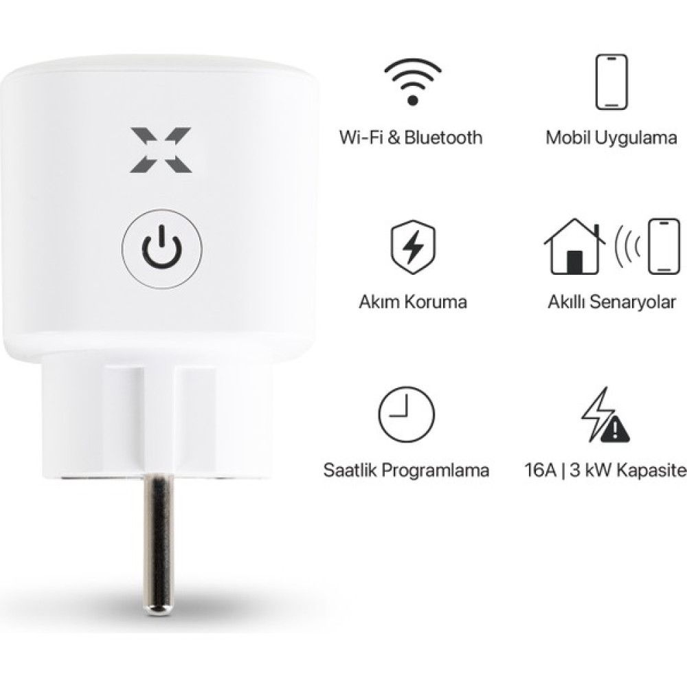 Xenon Smart Akım Korumalı Mobil Uygulama ile Uzaktan Kontrol Edilebilen Enerji Ölçümlü Akıllı Wi-Fi/Bluetooth Priz - Beyaz - 1 Adet Prizler Fiyatı