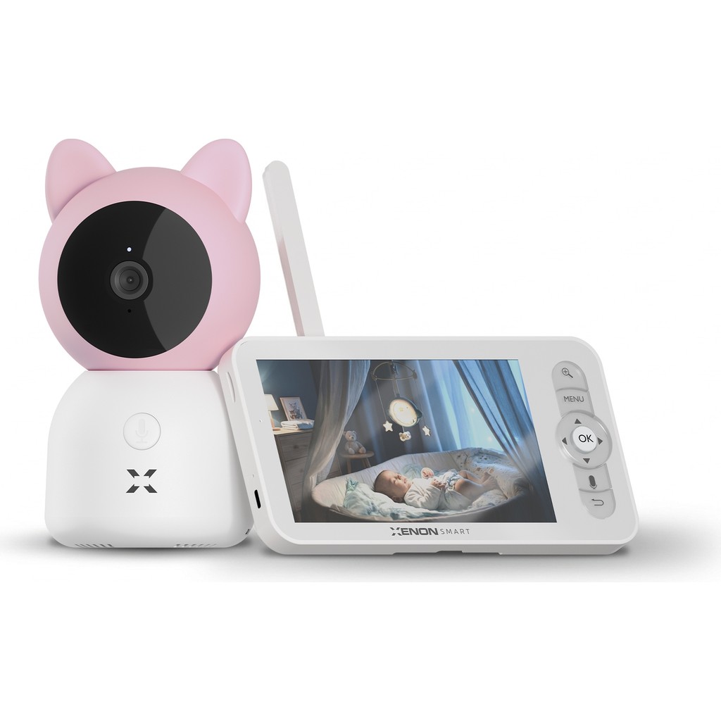 Xenon Smart Bebek Kamerası 3mp 5\" LCD Monitör, Mobil Kontrol, Ninni, Hareket Algılama, Gece Görüş (PEMBE-X7202) - Pembe Monitör Fiyatı