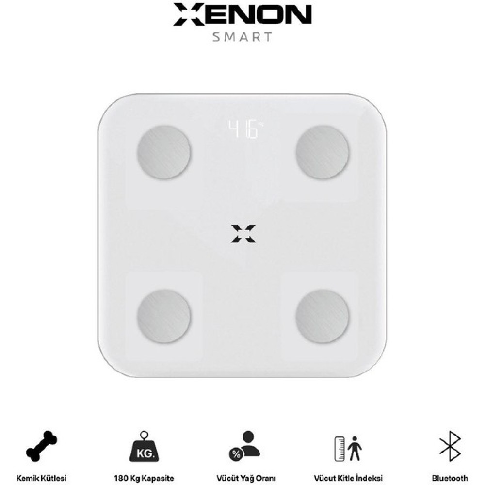 XenonSmart Akıllı Dijital Tartı Baskül Yağ Su Kas Vücut Kitle Endeksi Kilo Ölçer Tartı Bluetooth Bağlantılı - Beyaz Baskül & Tartılar Fiyatı