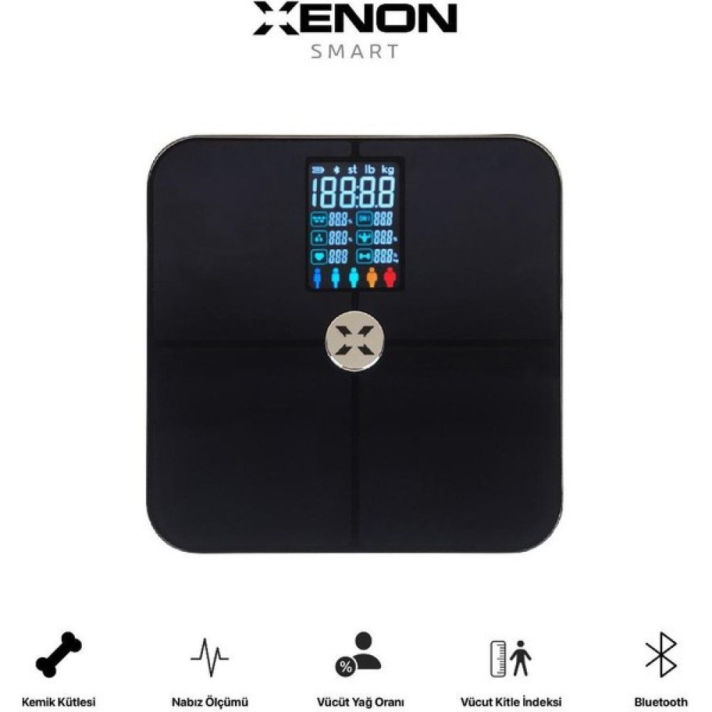 XenonSmart Akıllı Dijital Tartı Baskül Yağ Su Kas Vücut Kitle Endeksi Kilo Ölçer Tartı Bluetooth Bağlantılı,Nabız Ölçümlü Baskül & Tartılar Fiyatı