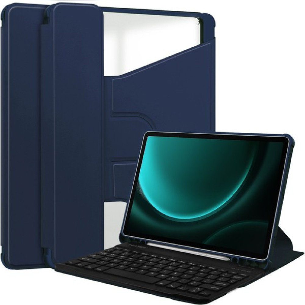 XFashion Samsung Galaxy Tab S9 Fe Plus Bluetooth Klavyeli Döner Stand Tablet Kapağı (Yurt Dışından) - Koyu Mavi Tablet Kılıfı Fiyatı