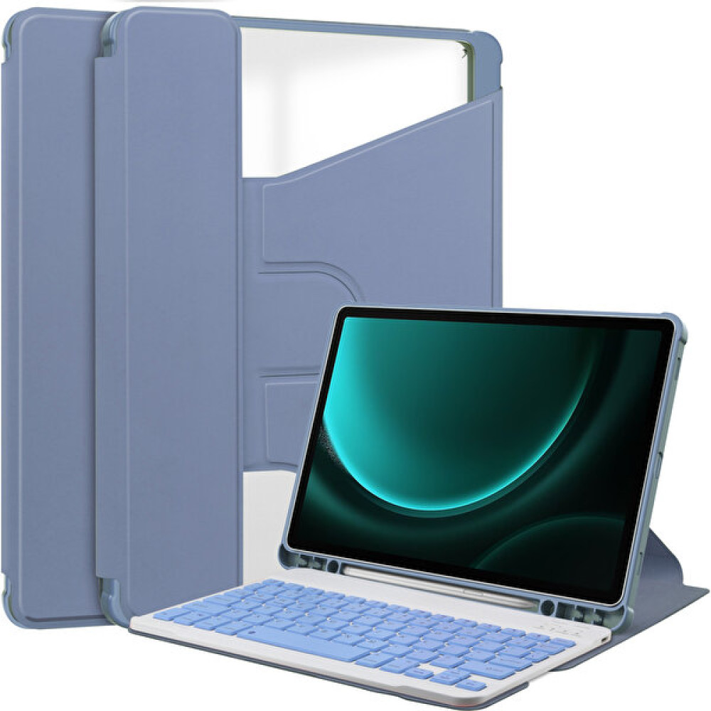 XFashion Samsung Galaxy Tab S9 Fe Plus Bluetooth Klavyeli Döner Stand Tablet Kapağı (Yurt Dışından) - Mor Tablet Kılıfı Fiyatı