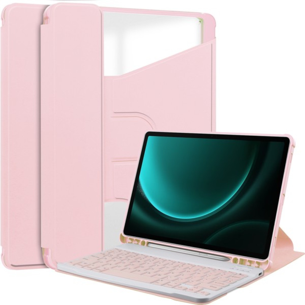 XFashion Samsung Galaxy Tab S9 Fe Plus Bluetooth Klavyeli Döner Stand Tablet Kapağı (Yurt Dışından) - Pembe Tablet Kılıfı Fiyatı