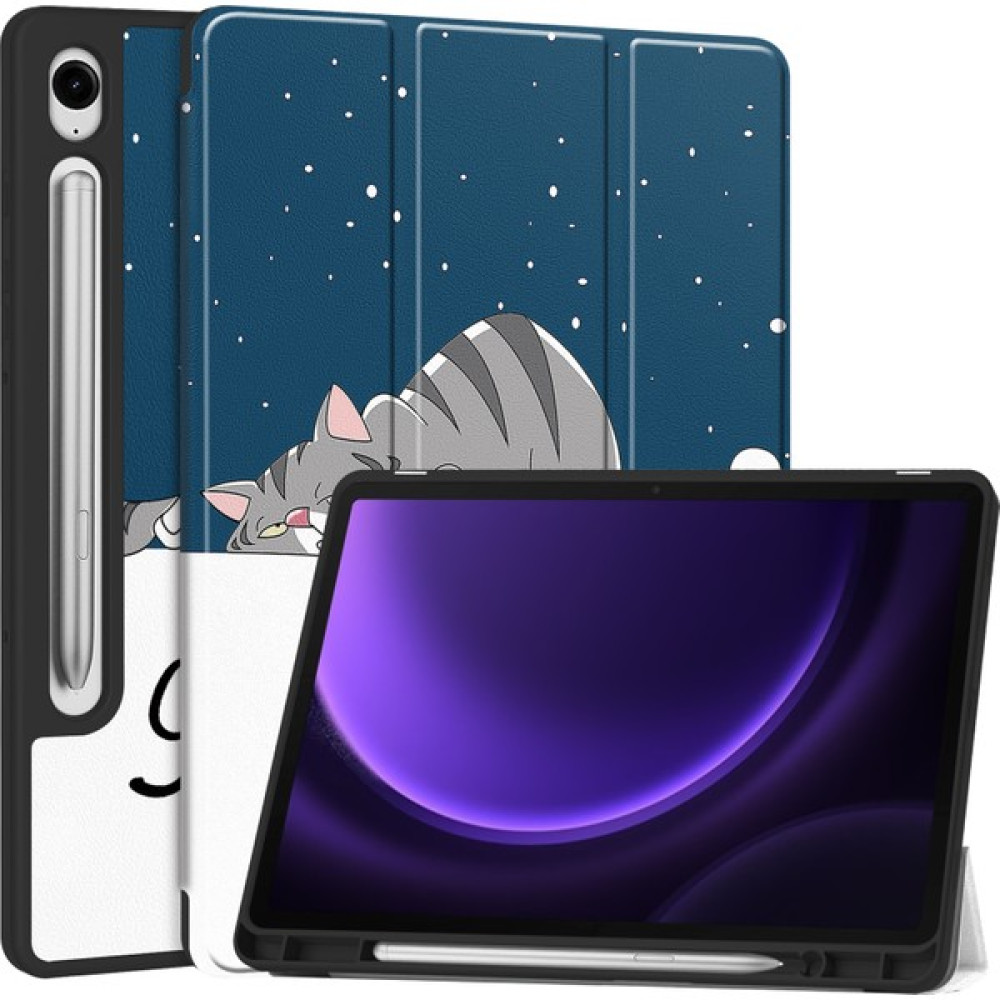 XFashion Samsung Galaxy Tab S9 Fe / Tab S9 Kılıf Deri Desen Baskı Kalem Tutuculu Akıllı Tablet Kapağı (Yurt Dışından) Tablet Kılıfı Fiyatı