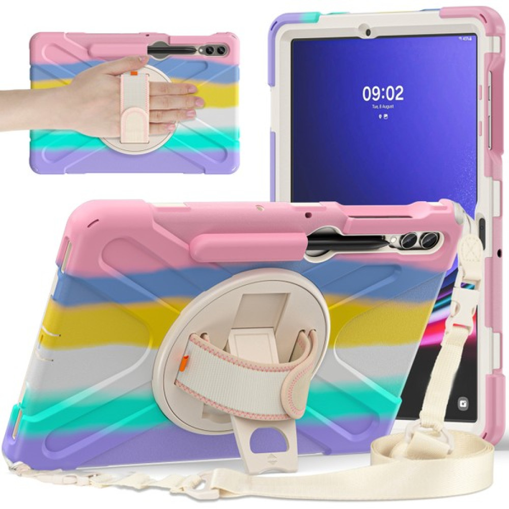XFashion Samsung Galaxy Tab S9+ / S8+ / S7+ / S7 Fe Şok Geçirmez Pc+ Silikon Sağlam Tablet Kılıf Kickstand El Bant / Kayış (Yurt Dışından) Tablet Kılıfı Fiyatı