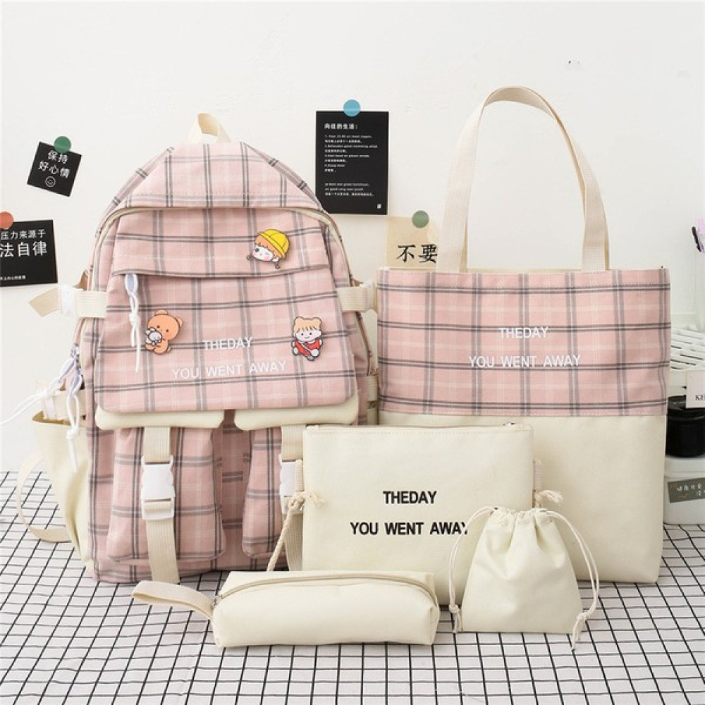 Xgoods 5 Parça Okul Öğrenci Sırt Çantası - Pembe (Yurt Dışından) Okul Çantası Fiyatı