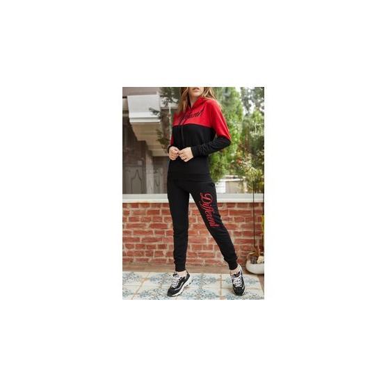 Xhan 9KXK6-42251-04 Kırmızı Baskılı Kadın Eşofman Takımı