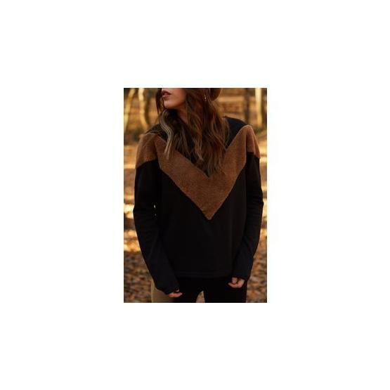 Xhan 9KXK8-41669-02 Siyah Suni Kürk Bloklu Kadın Sweatshirt Bayan Sweatshirt Fiyatı