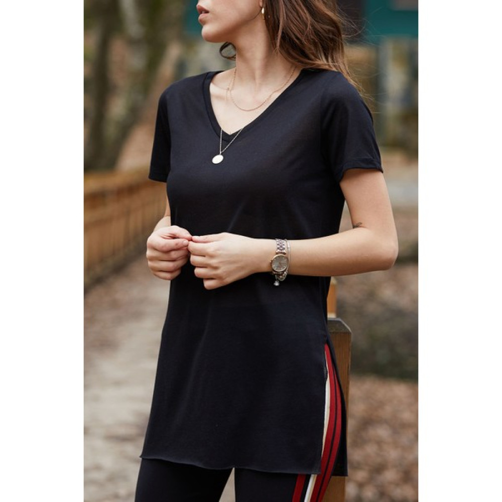 Xhan V Yaka Yırtmaçlı Basic T-Shirt 9KXK1-42903-02 Bayan T-shirt Fiyatı