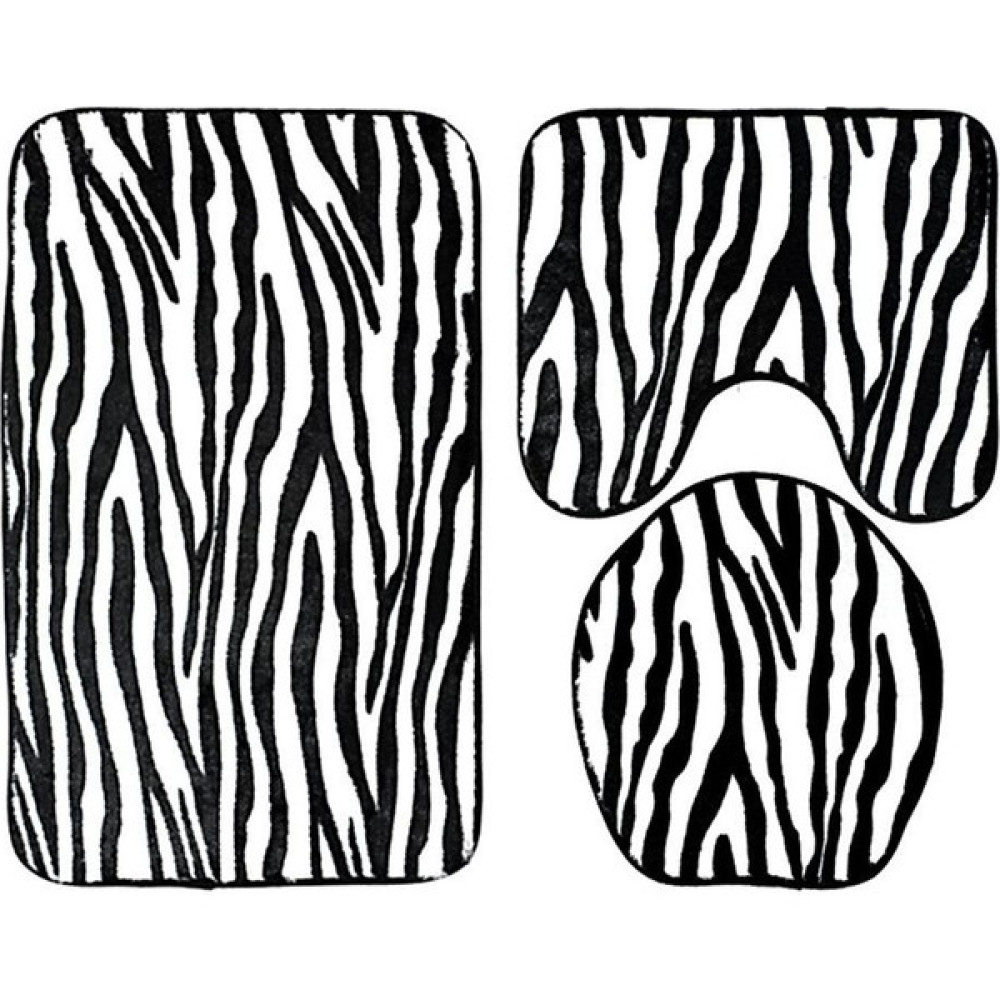 Xhang 3 Adet / Takım Flanel Zebra Desensiz Kaymaz Banyo Mat Setleri Banyo Halı Kontur Paspaslar Tuvalet Kapağı Kapak Ev Banyo Dekor | Mat Mat | Mat... Klozet Takımı Fiyatı