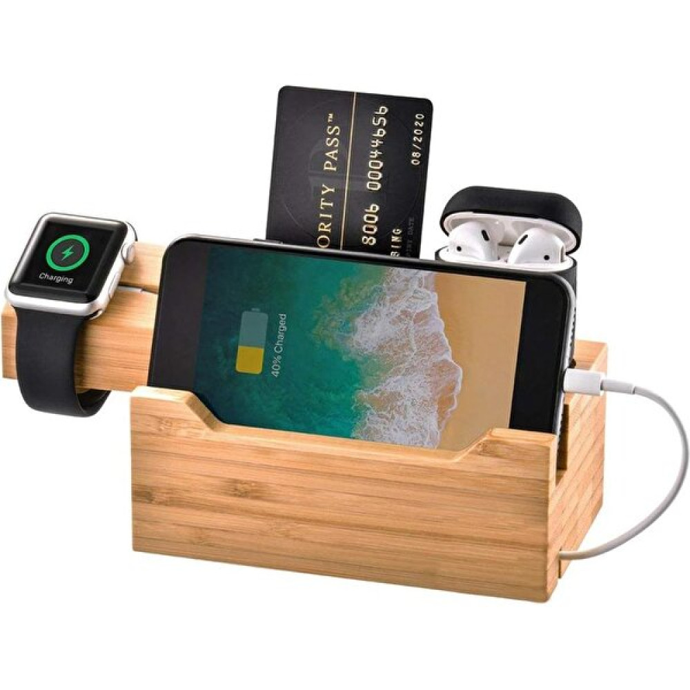 Xhang Çoklu USB Portları Şarj Dock Standı Station Bambu Baz Şarj Tutucu Apple Watch Için Iwatch Için iPhone Bambu 3 USB Bağlantı Noktaları | Telefo... Cep Telefonu Tutucu Fiyatı