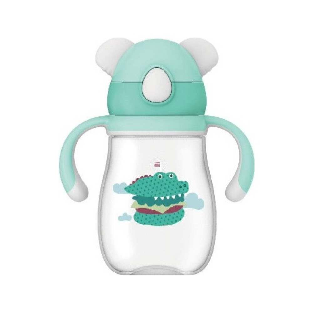 Xhang Karikatür Bebek Sippy Kupası Açık Kemer Tritan Kupası Çocuk Su Kupası ile Saman Bebek Su Şişesi | Kupalar (Yeşil) - Yeşil Suluk Fiyatı