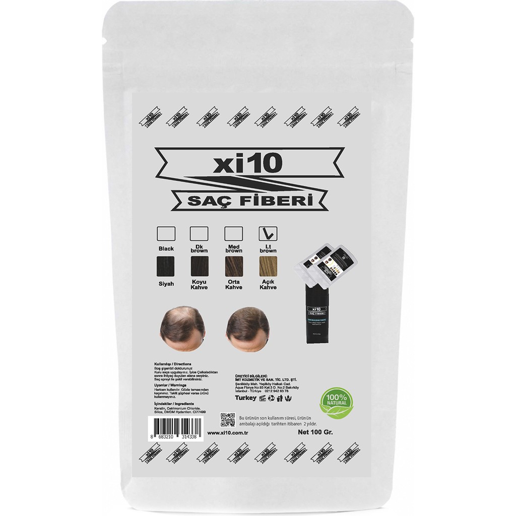 Xi10 100 Gr. Açık Kahve (Lt Brown) Saç Tozu Refill Bag Hair Fiber Dolum Poşeti Diğer Fiyatı
