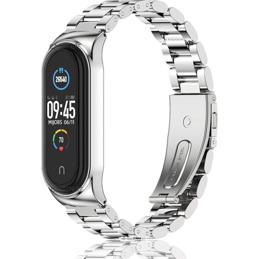 Xiaomi Mi Band 7 Uyumlu Kordon Metal Baklalı Çelik Klipsi Tokalı Kayış Paslanmaz Klasik Tam Uyumlu - Gümüş Giyilebilir Teknoloji Aksesuarları Fiyatı