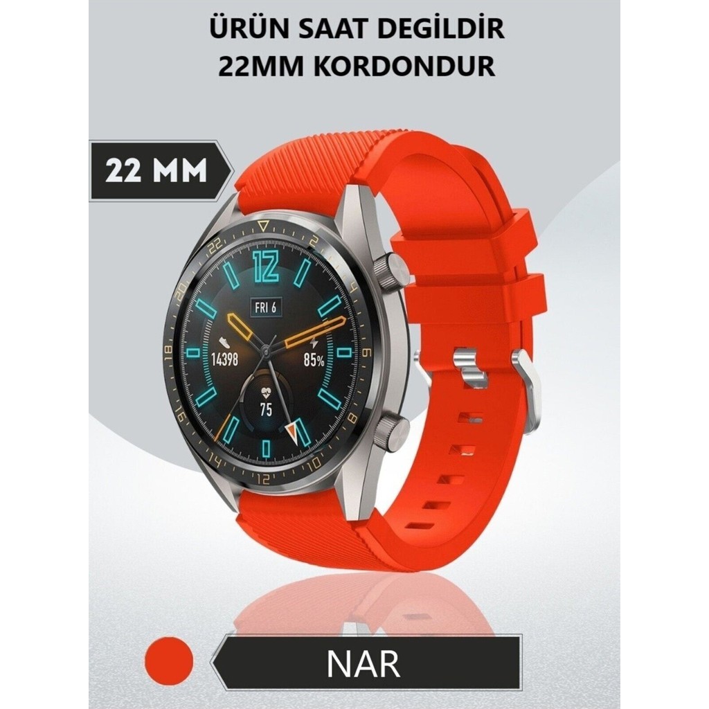 Xiaomi Mi Watch Color Uyumlu Çizgi Desenli Silikon Kordon Kayış 22MM - Koyu Turuncu Cep Telefonu Kılıfı Fiyatı