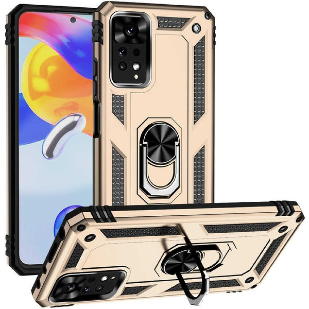 Xiaomi Redmi Note 11 Pro 5g Kılıf Darbe Emici Kamera Koruyucu Mıknatıslı Yüzüklü Zırh Vega Kapak - Gold - Redmi 11 Pro Cep Telefonu Kılıfı Fiyatı