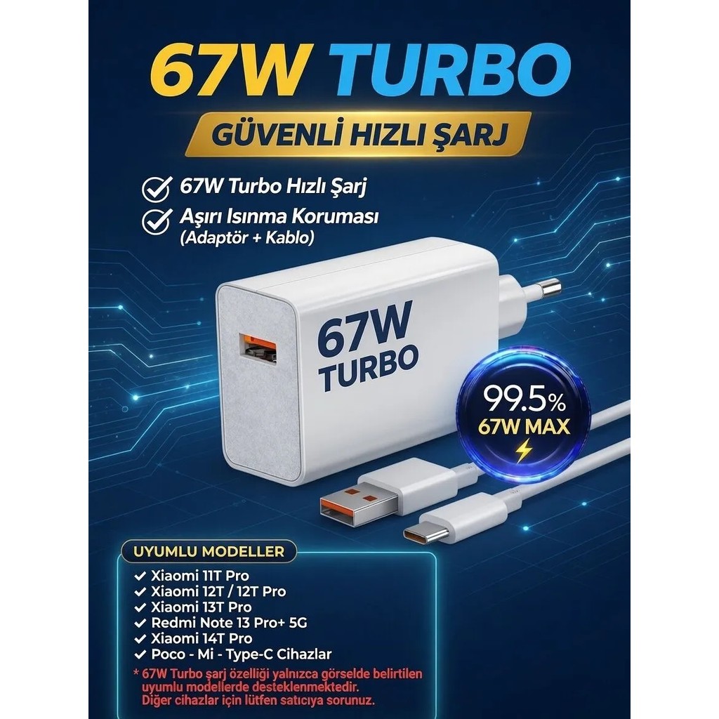 Xiaomi Redmi Uyumlu 67 Watt Hızlı Turbo Şarj Seti Kafa Kablo Baslık Kablo - Beyaz - renk Cep Telefonu Şarj Cihazı Fiyatı