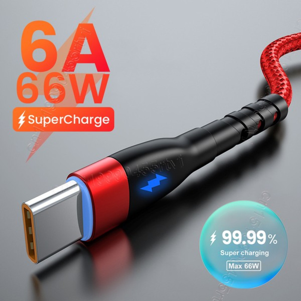 Xiaxiaoer 6A 66W USB C Tipi Kablo Huawei P50/ONUR Hızlı Şarj USB C Şarj Aleti Kablosu LED Gösterge Veri Kablosu Xiaomi Samsung Için 1/2m (Yurt Dışı... Cep Telefonu Şarj Cihazı Fiyatı