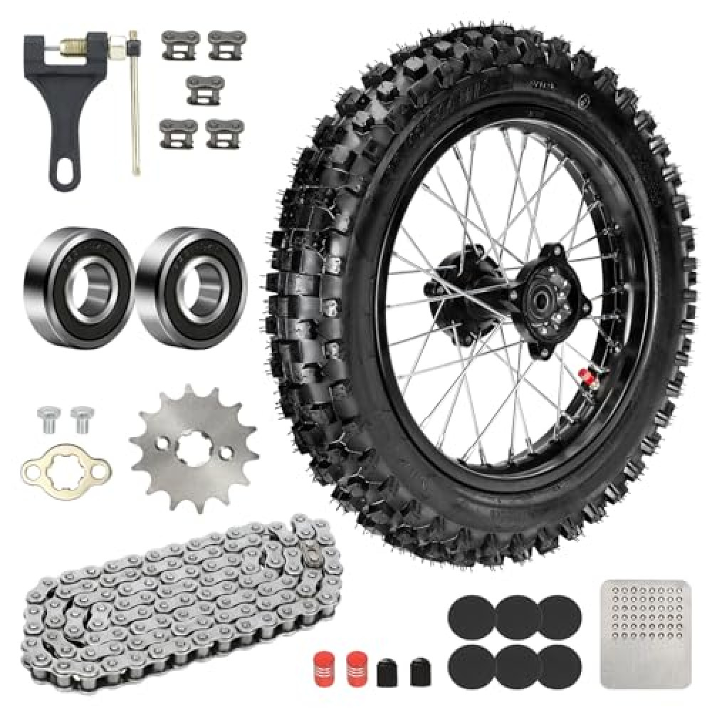 XIKOBY 14'' Rear Wheel 90/100-14 3.00-14 Dirt Bike Tire Rim Assembly Compatible with SSR Apollo 150cc 140cc 125cc CR80R CR85R CRF80F CRF125F DB17 KX85 KLX125 KLX140 TT125 Off Road Motocross Parts
