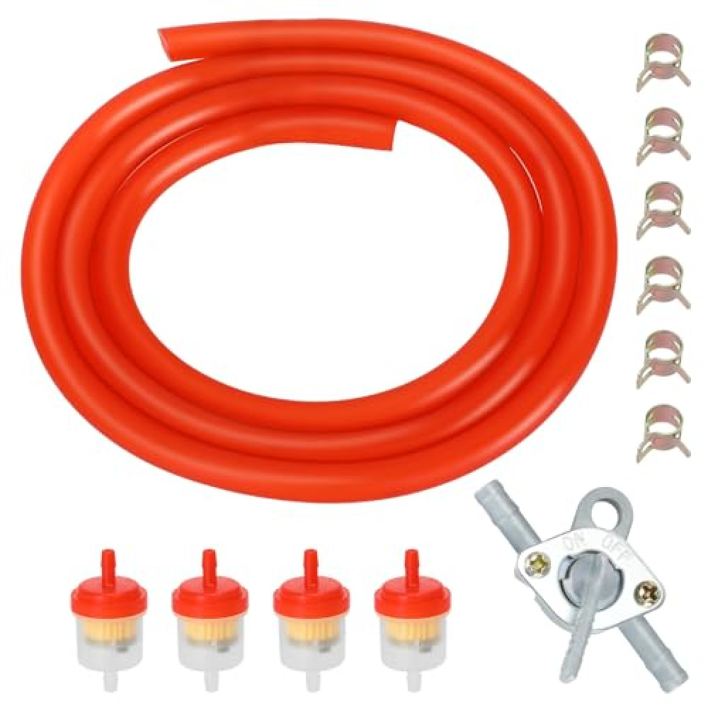 XIKOBY 3.28FT 3/16 Inch ID Gas Fuel Line Compatible with 125cc 110cc Tao tao Coolster Apollo GY6 CRF50 XR50 50cc 90cc Motorcycle Pit Dirt Bike ATV Go Kart Parts with 1/4" Inline Shut Off Valve Petcock