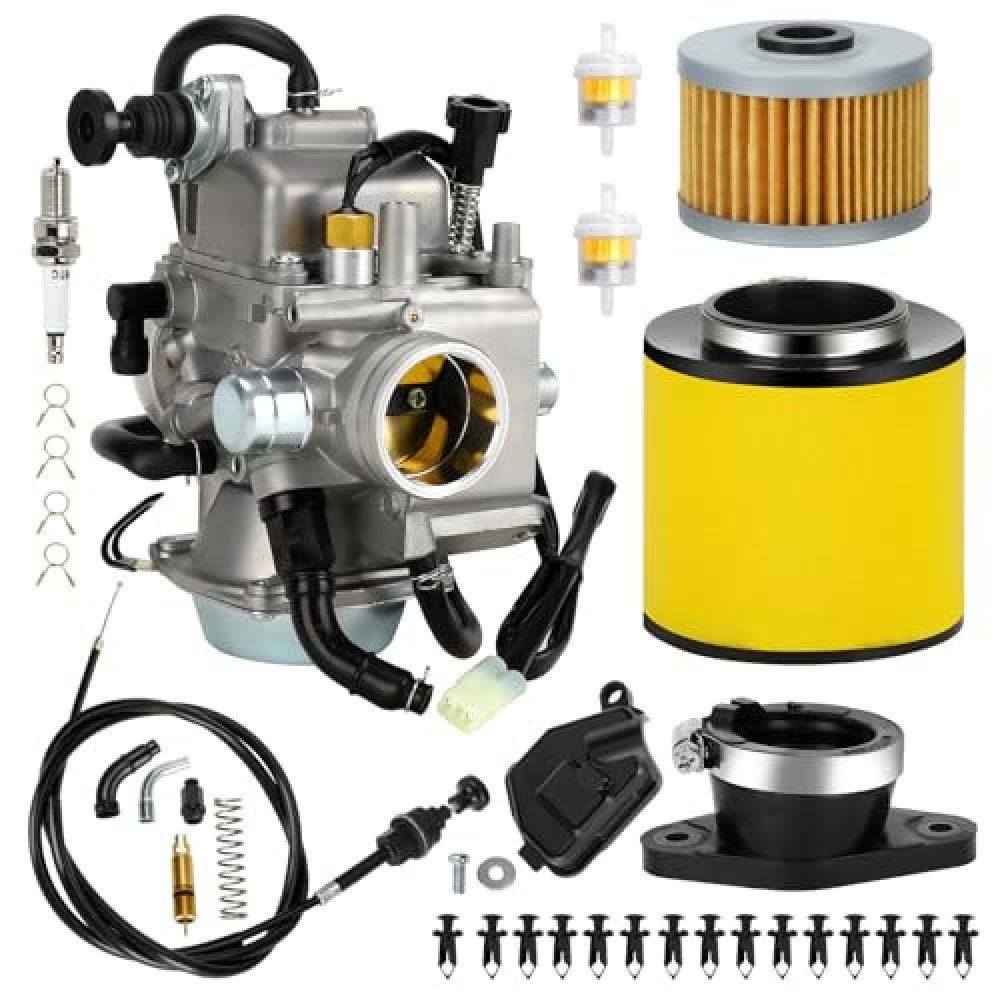 XIKOBY Racing TRX350 Carburetor Carb Kit Compatible with Rancher 350 TRX350FE TRX350FM TRX350TE TRX350TM 2000-2006 ATV 4 Wheeler Parts with Female Heater Plug Choke Cable Valve Plunger