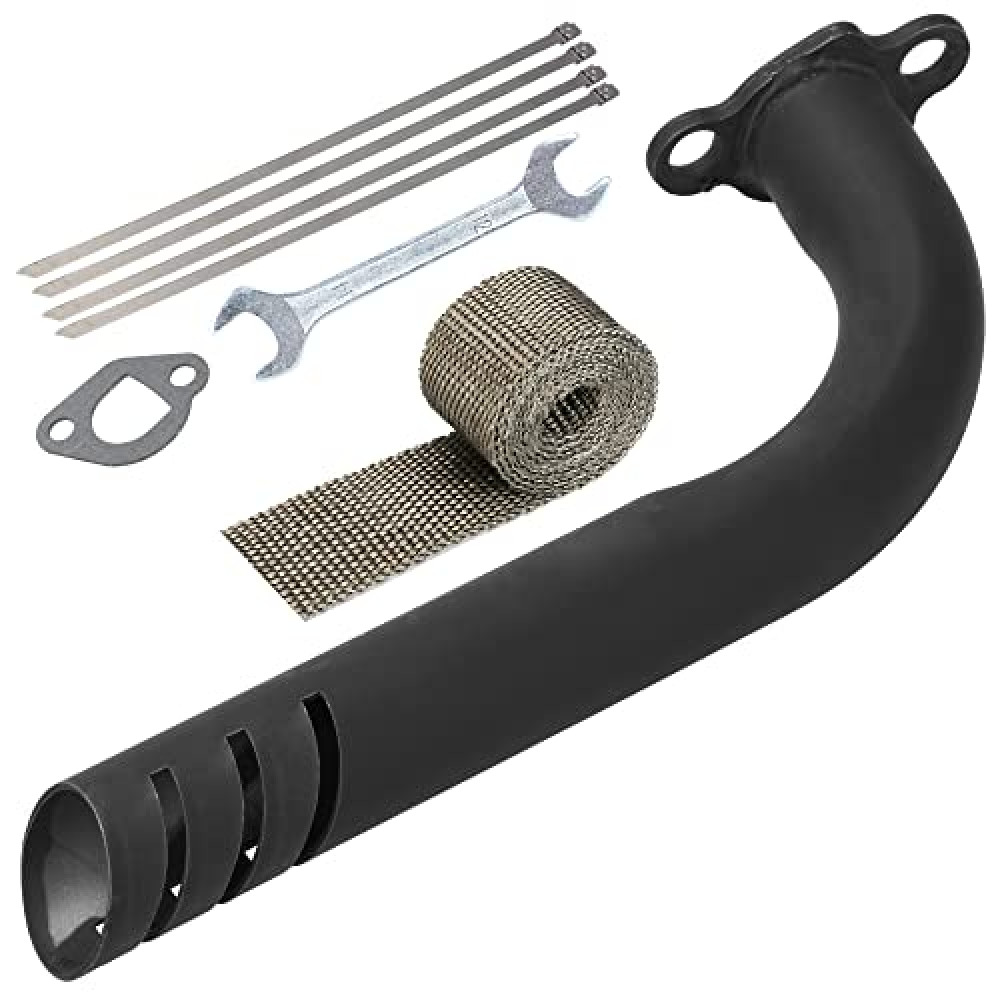 XIKOBY Upgrade Header Exhaust Pipe Kit for Predator 212cc 196cc 6.5HP GX160 GX200 Coleman Mini Bike BT200X CT200U CT200U-EX KT196 Go Kart Baja Warrior MB200 Axis M200 Non Hemi Engine Performance Parts