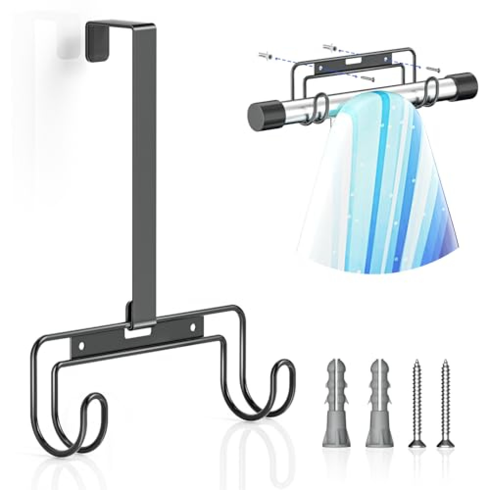 XILIMEN Ironing Board Holder Wall Mount, Over The Door Ironing Board Hanger, Ironing Board Wall Mount for Y & T Leg, Iron Holder Wall Mounted for Laundry Room (Black)