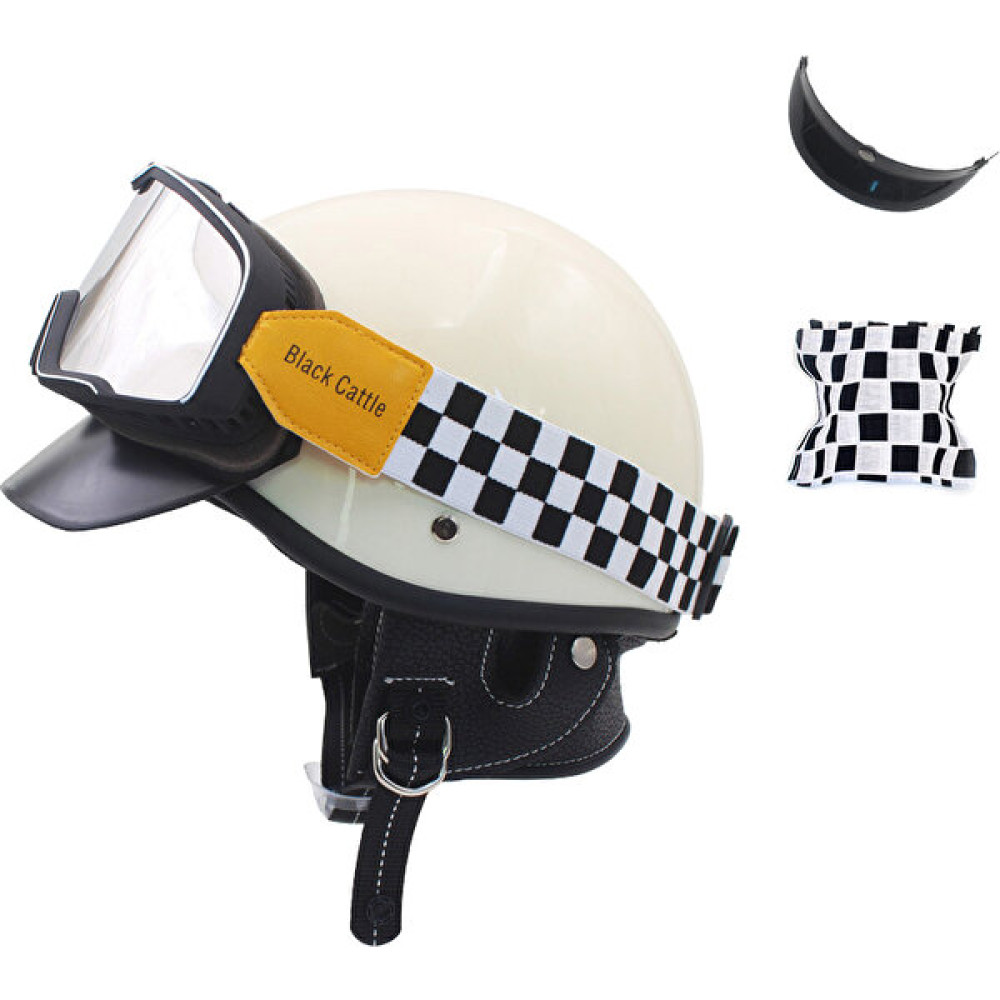 Xinghe Shop Retro Motosiklet Kaskı Harley Yarım Kask Dört Mevsim Kış Tam Kask (Yurt Dışından) - Standart - Beyaz Motorsiklet Kaskları Fiyatı
