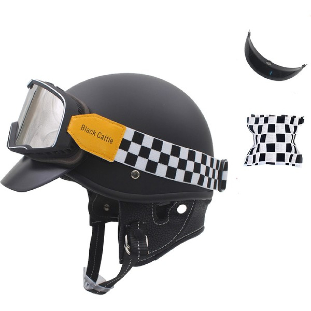 Xinghe Shop Retro Motosiklet Kaskı Harley Yarım Kask Dört Mevsim Kış Tam Kask (Yurt Dışından) - Standart - Mat Siyah Motorsiklet Kaskları Fiyatı