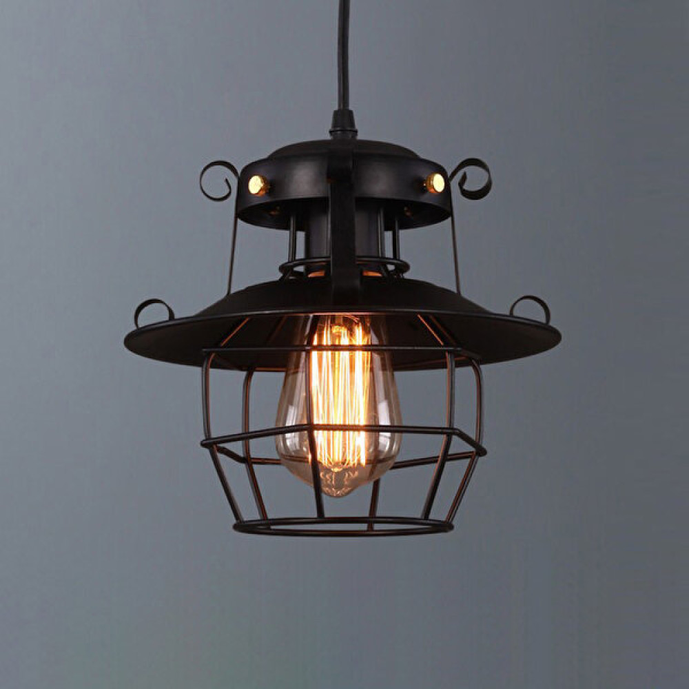 Xinh 23 cm Asılı Kolye Işıkları, Vintage Birdcage Avize Tavan Lambası, Mutfak, Yemek Odası, Koridor, Kapı Için Siyah Geometrik Tavan Asılı Lamba (Y... Avize Fiyatı