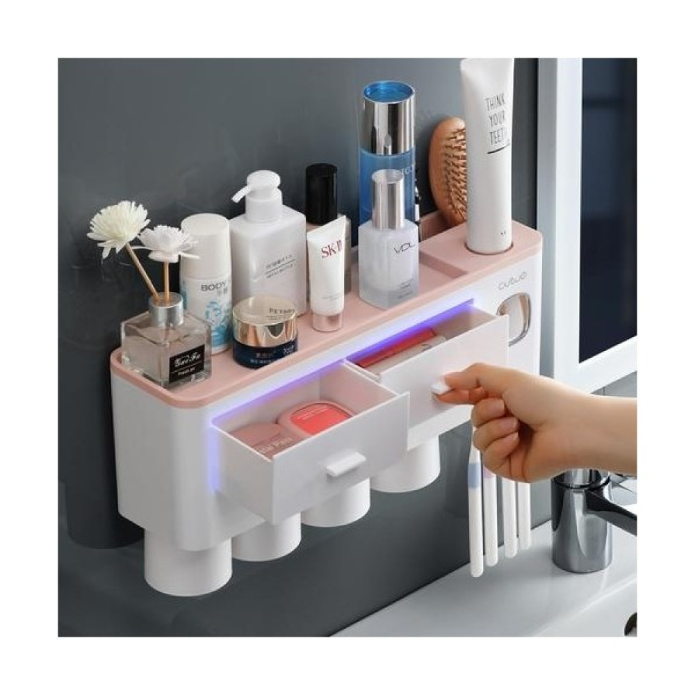 Xinh Diş Fırçası Tutucu Otomatik Diş Macunu Dağıtıcı Duvara Dağı Tuvalet Depolama Raf Banyo Aksesuarları Manyetik Kupası ile Set (Yurt Dışından) Diş Fırçalık Fiyatı
