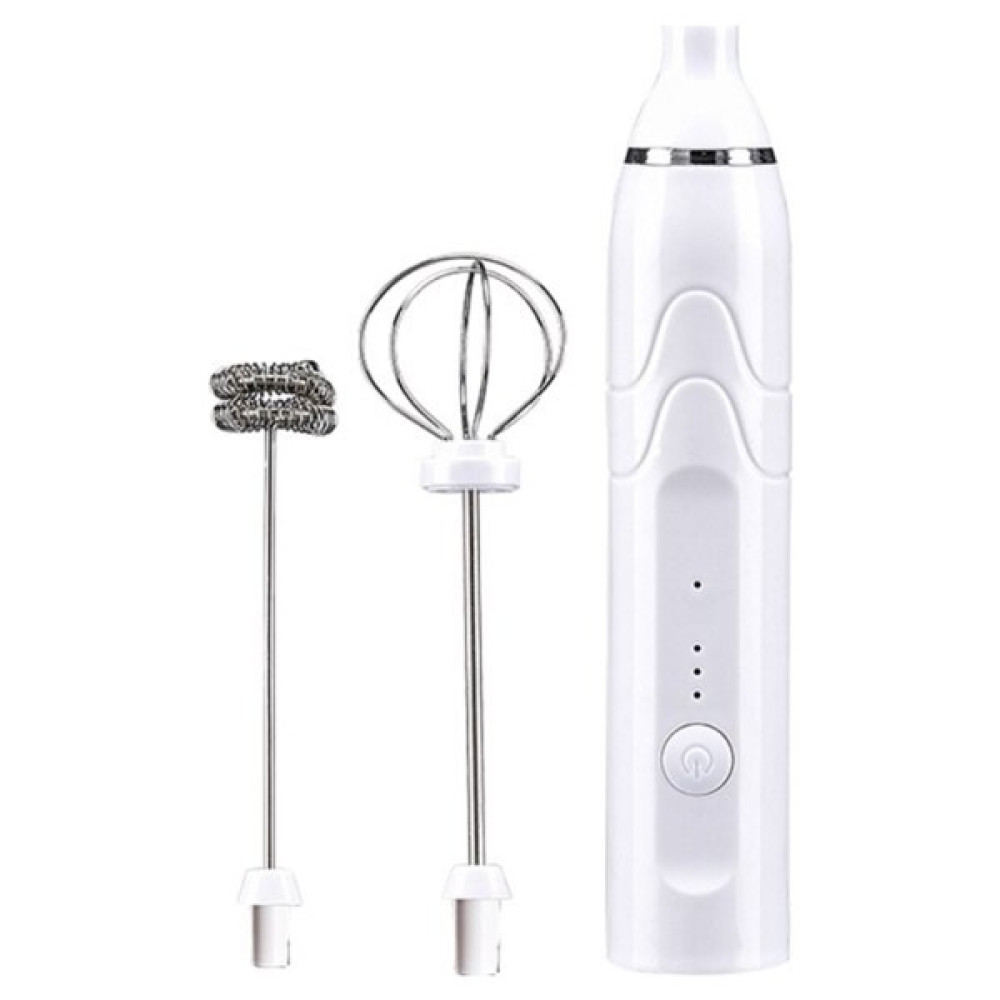 Xinh Elektrikli Süt Froother El Köpük Makinesi Mini Blender USB Şarj Edilebilir Kahve Frother 2 Paslanmaz Çırpma ile | Sütlü Anneler - Beyaz Blenderler Fiyatı