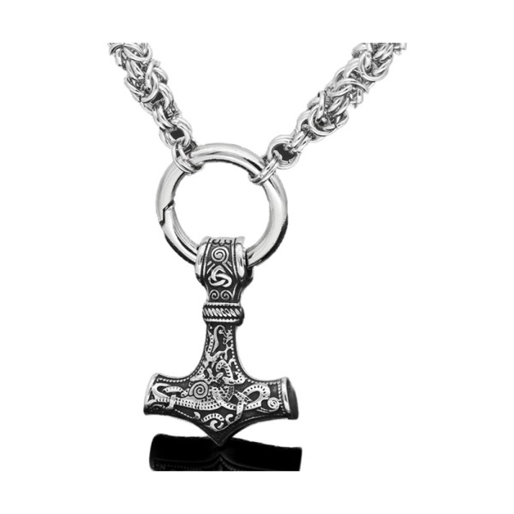 Xinh Erkekler Paslanmaz Çelik Kurt Kafa Norse Viking Muska Thor Çekiç Kolye (Yurt Dışından) - Gümüş Bijuteri Kolye Fiyatı