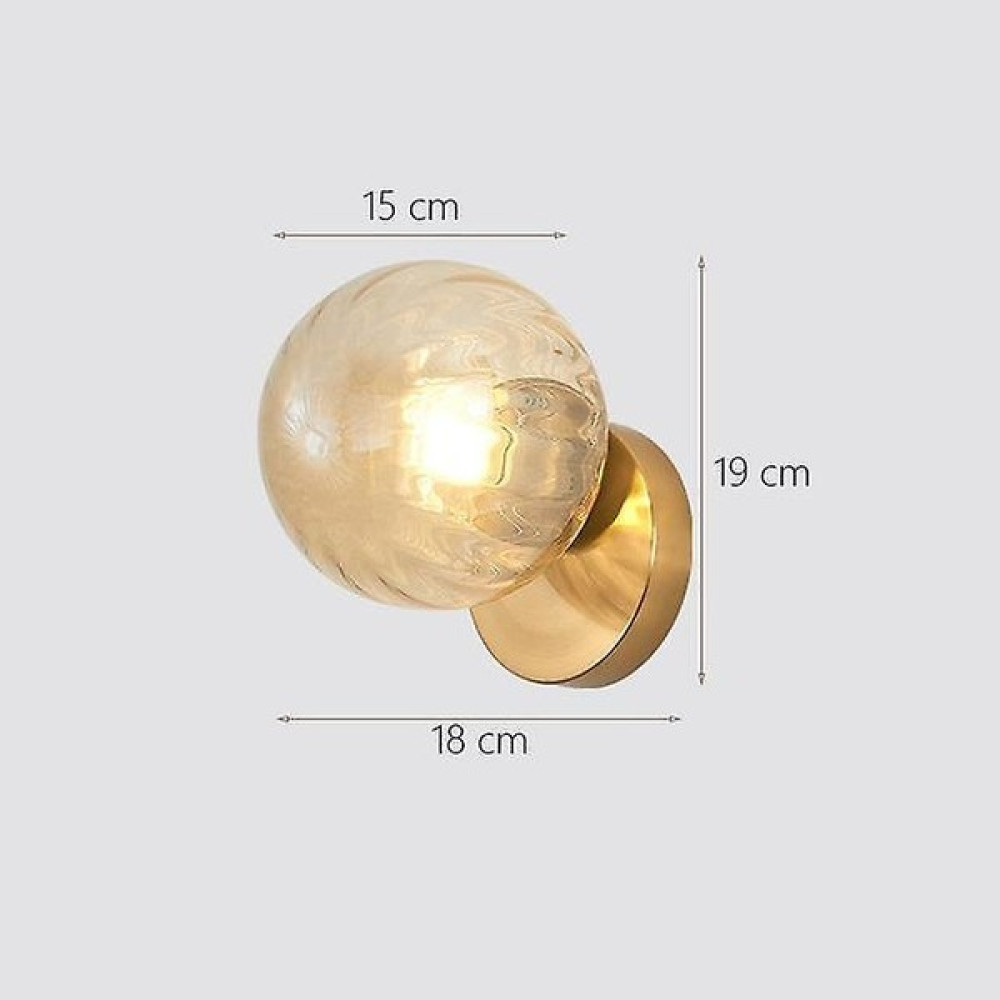 Xinh Iskandinav LED Duvar Ay Lambası Demir Modern Dekoratif Merdiven LED Işık Ev Başucu Yuvarlak Cam Duvar Işıkları Ahşap Aplike Murale E27 (E) (Yu... Aplikler Fiyatı