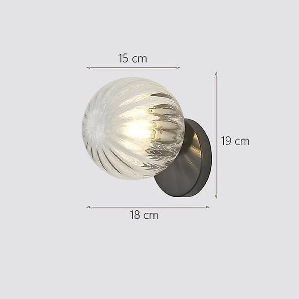 Xinh Iskandinav LED Duvar Ay Lambası Demir Modern Dekoratif Merdiven LED Işık Ev Başucu Yuvarlak Cam Duvar Işıkları Ahşap Aplike Murale E27 (H) (Yu... Aplikler Fiyatı
