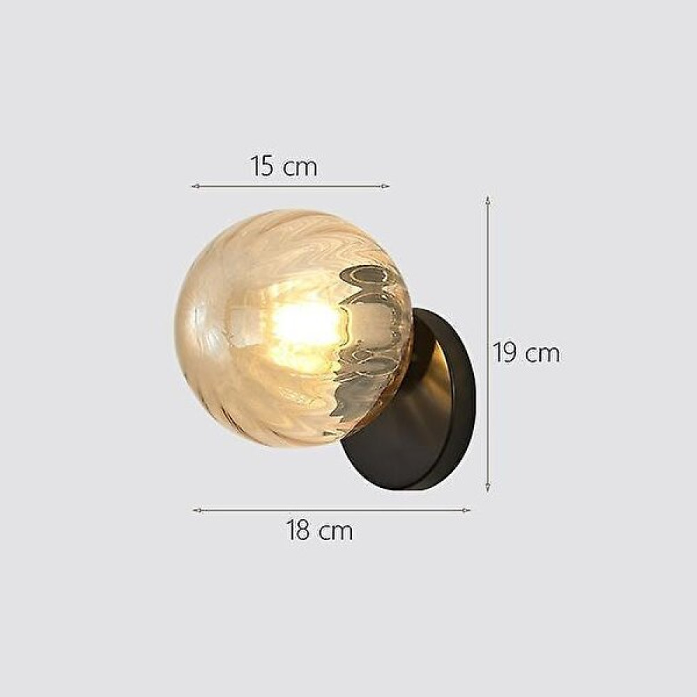 Xinh Nordic LED Duvar Ay Lambası Demir Modern Dekoratif Merdiven LED Işık Ev Başucu Yuvarlak Cam Duvar Işıkları Ahşap Aplike Murale E27 (I) (Yurt D... Aplikler Fiyatı