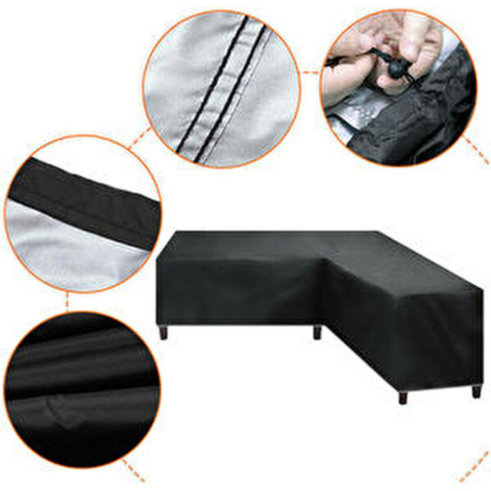 Xinhang 215X215X87 Cm L Şekli Su Geçirmez Rattan Köşe Mobilya Kapak Bahçe Veranda Açık Kanepe Koruyucusu (Yurt Dışından) - Siyah Bahçe Mobilyası Takımı Fiyatı
