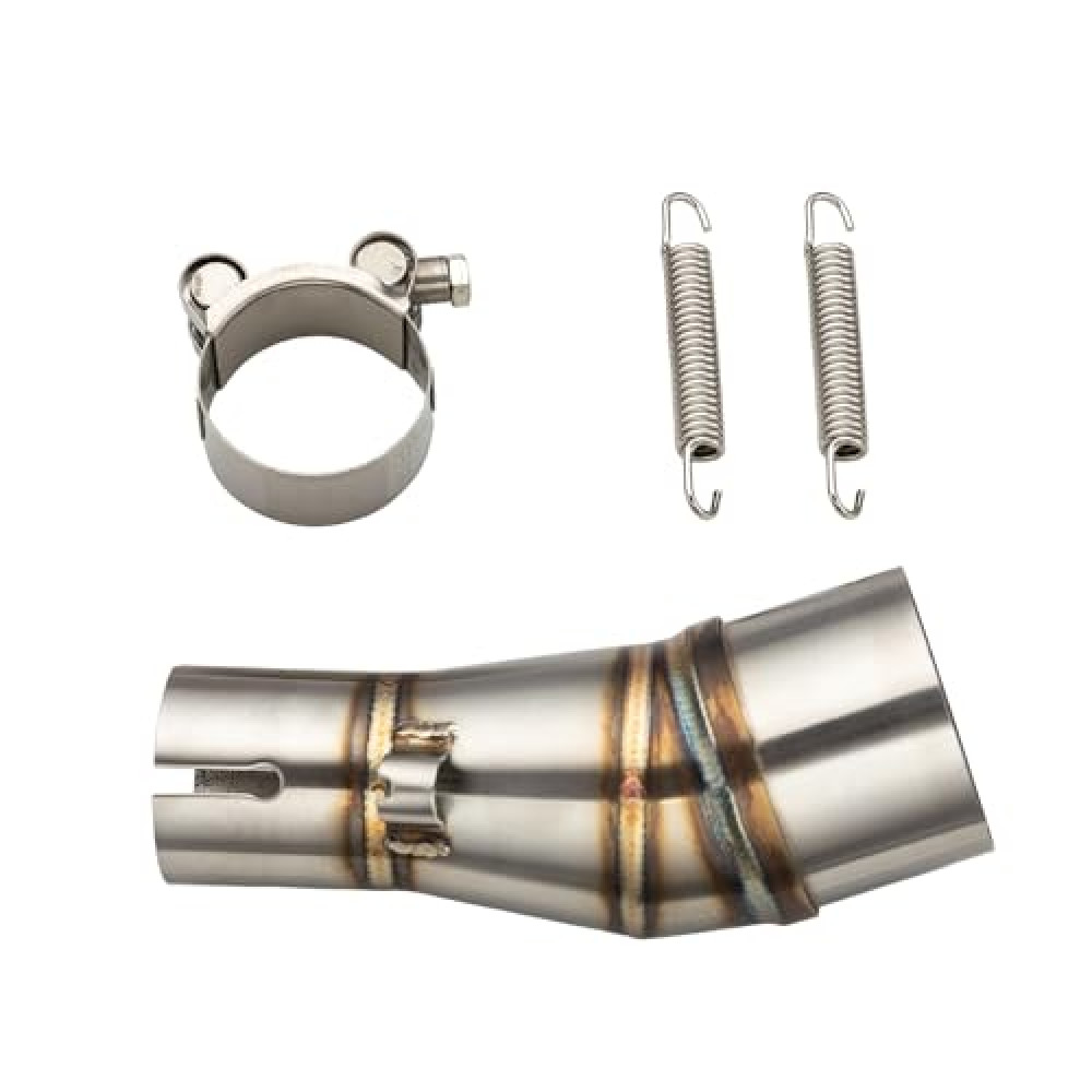 Xintre Motorcycle Exhaust Mid Pipe, Exhaust Pipe Muffler Adapter Connect Pipe with Clamps Compatible with Kawasaki Ninja 250 300 2008-2017, Ninja Z250 Z300 2008-2017
