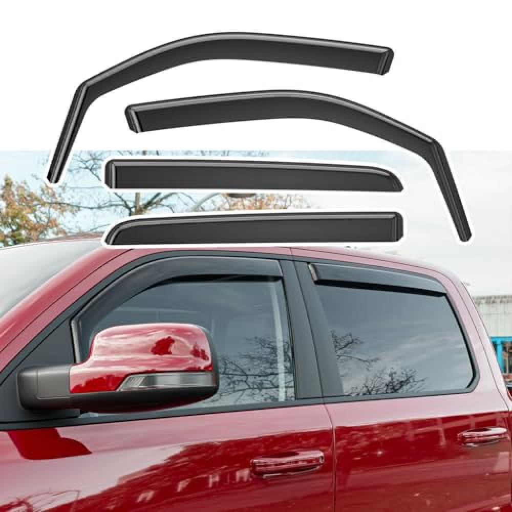 Xipoo Side Window Visor Deflector Compatible with 2019-2025 Dodge Ram 1500 Crew Cab Visor Trim Cover Replacement for 2019-2025 Dodge Ram Accessories (Compatible with 2019-2025 Dodge Ram)