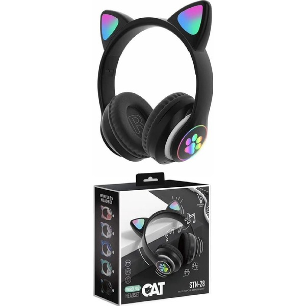 Xira Kedi Kulağı Detaylı Kablosuz Rengarenk Işıklı Buetooth Rgb Çocuk Oyuncu Kulaklık Üstün Performans - Siyah Kulak Üstü Kulaklık Fiyatı