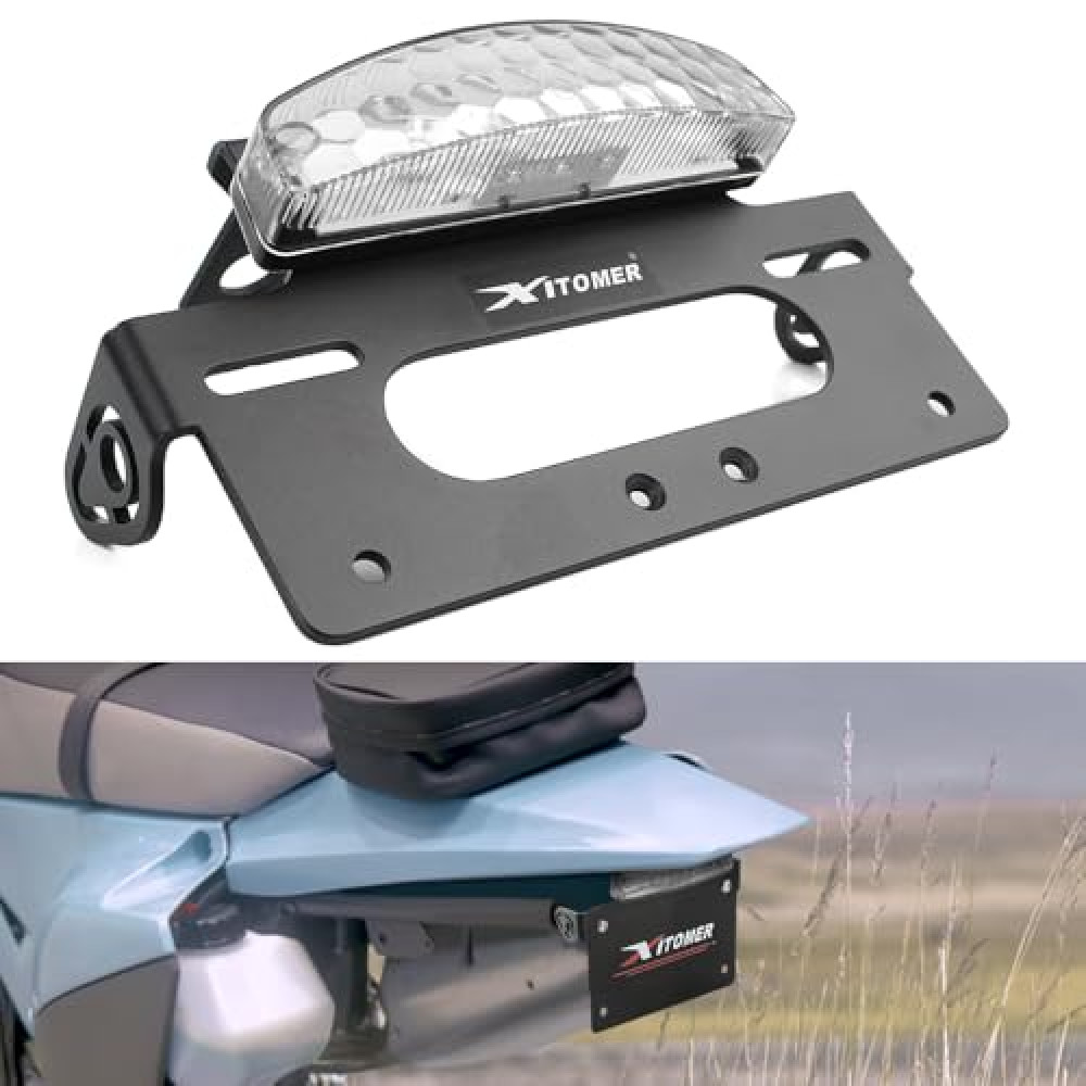 Xitomer Fender Eliminator Compatible with KLX300 KLX300SM 2024 2025 KLX300 SM Tail Tidy Motorcycle License Plate Holder with Tail light/License Plate Light (Clear)