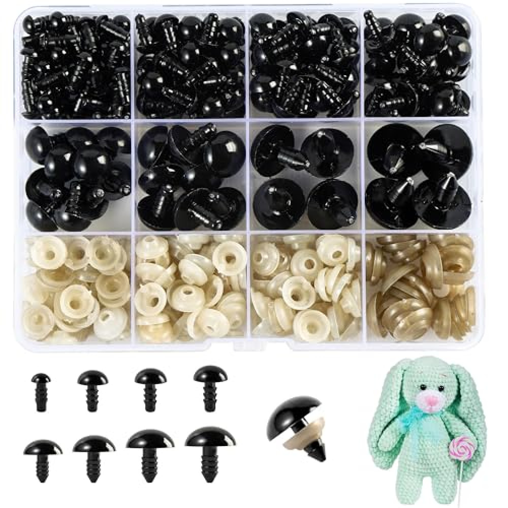 XKDOUS 6-18 mm, 8 Sizes Safety Eyes for Crocheting, Crochet Eyes for amigurumi, Stuffed Animal Doll Eyes for DIY Crafts Baby Toys Fiyatı
