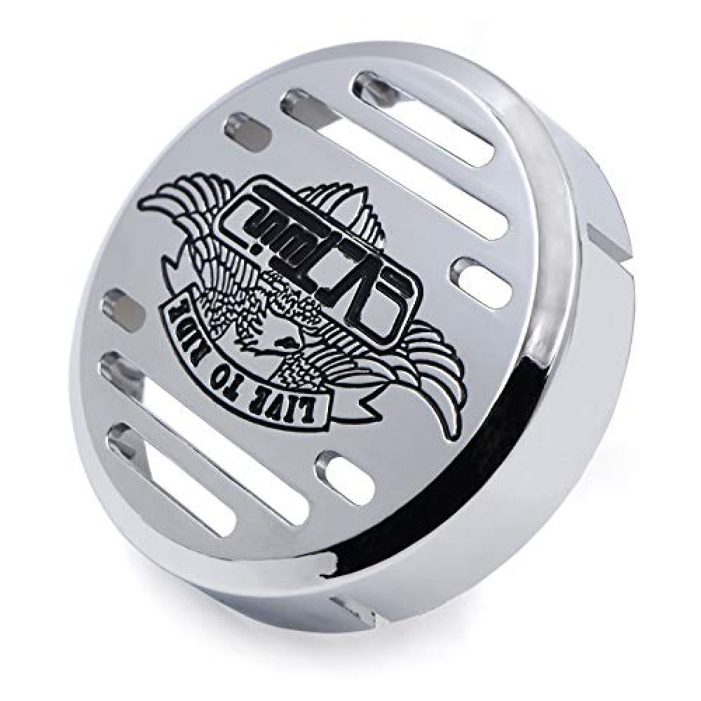 XKMT-Chrome Horn Cover with Black Logo Compatible With 1998-2013 V-Star 650 / Classic/Custom 1999-2009 V-Star 1100 / Classic/Custom/Silverado 1995-2006 Kawasaki Vulcan 801 [B01J3CMW74]